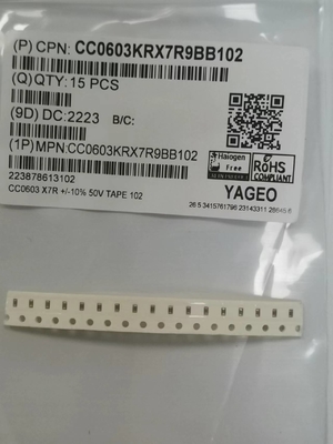 102K / 50V مكثفات سيراميك متعددة الطبقات 0603 طلاء SMD X7R
