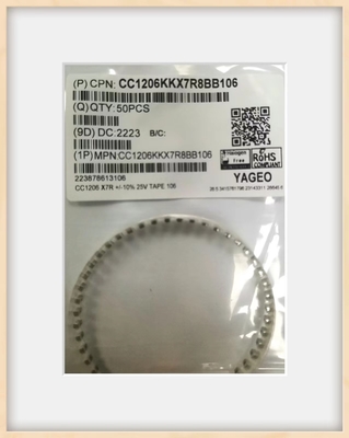 مكثفات سيراميك متعددة الطبقات SMD 1.6 مم 1206 طلاء 25VDC